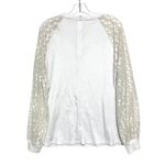 Miholl Waffle Knit Blouse Womens XL Lace Balloon Sleeves Eyelet Angelcore Boho White Photo 2