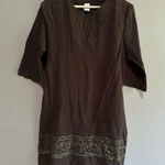 Baja Blue Swim Coverup 100% Cotton‎ Gauzy Brown Sequin Detail Size Large Beach Photo 0