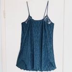 Vintage Dark Teal Lace Top Chemise Slip Dress Blue Size L Photo 1
