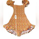 Caroline Constas Ginny Floral Puff Sleeve Ruffle Romper‎ Women's Size XXS Yellow Orange Photo 8