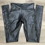 Spanx High Rise Black Faux Leather Slimming Leggings Size Medium Tall Photo 3