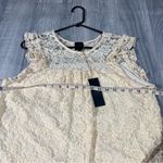 W5 Ivory Cream White Lace Blouse Top; XL; NEW Photo 3