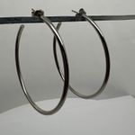 Silver Tone Hoop Earrings Large Thin Lightweight Minimalist Jewelry Pierced Ears Photo 7