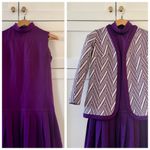 Vintage Woven Quilt Knit Suit Dress Jacket Blazer, Purple & White Print sz. M Size M Photo 3