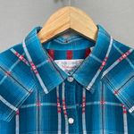Panhandle Western Shirt Plaid Women Size Medium Blue Pearl Snaps Cotton Cowgirl Photo 11