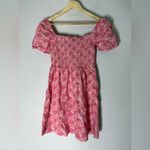 J.Crew  Pink Floral Smocked Puff Sleeve Flowy Poplin Mini Dress Tropical XS Photo 2