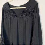 EXPRESS  Crochet Lace Inset Mini Dress Tunic Cover Up Medium Black Boho Bohemian Photo 4