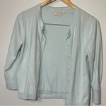Loft Baby Blue 3/4 sleeve cardigan with button women’s size small Photo 3