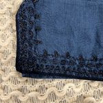 Boho Metallic Embroidered Lightweight Denim BlueTank Top Tassel Tie Blue Photo 10