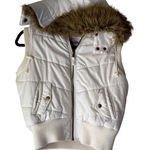 77 Seventy Seven Y2k White Puffer Vest Faux Fur Hood Quilted Zip Pockets Size L Size L Photo 0