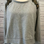 Shyanne Medium Country Pullover Sweatshirt Shirt cold shoulder Sequins Gray Photo 0