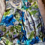 Feathers Floral Y2K Satin Bubble Hem Dress Size Large Blue Green Cocktail Party Silver Photo 11