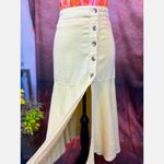 Free People Linen Rayon Poppy Flounce Slit Midi Skirt Citron size 2 Photo 13
