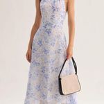 Rihoas Blue Floral Halter Midi Dress Size M Photo 5
