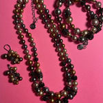Designer multi strand pearlized bead necklace set Silver Photo 1