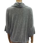 Heather Gray Cowl Neck Drawstring Waist 3 Quarter Batwing Sleeve Knit Top Size S Photo 5