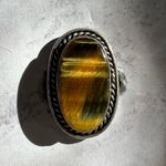 Tiger’s Eye Genuine Stone 925 Sterling Silver Ring Brown Photo 0