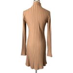 Reformation Libra Knit Mini Dress Tan Lightweight Ribbed Jersey Size Large Photo 3