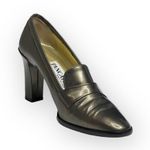 Vintage: Pancaldi ❁ Italian Leather Heeled Loafers ❁ Metallic Gunmetal ❁ 6M ❁ Size 6 Photo 9