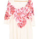 J.Jill NWT Pure Jill Ballet Sleeve Tunic Floral TShirt Cream Pink Scoop Size PXL Photo 0