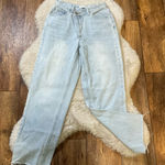 Petal and Pup Petal &‎ Pup Light Wash Asymmetrical Button Fly Denim Jeans Women's 0 Raw Hem Photo 0