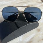 Prada Women’s Aviatior Sunglasses Gold Frame Blue Tint Authentic w/Case Photo 1