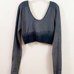 Nike  Ombre Gray/Black Scoop Neck Long Sleeve Cropped Top Photo 4