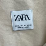ZARA Cream Beige Cropped Frayed Hem Denim Cotton Jacket Utility Casual Boxy XL Photo 6