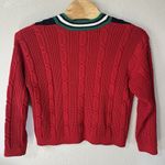 Vintage Tennis Preppy Cableknit Cardigan Sweater Red Blue Green White Size Large Photo 3