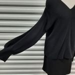 1. State Sweater Womens Small Black Oversized Ribbed Knit Balloon Sleeve V-Neck Photo 5