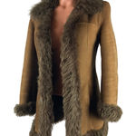 Genuine Shearling Sheepskin Penny Lane Leather Coat EU44 Brown Photo 0