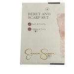 Jessica Simpson Beret And Scarf Gift Set Pink White Womens OS Warm Soft NWT Photo 5