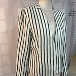 Loft Ann Taylor  White and Navy Blue Striped linen Blazer Jacket Size Medium Photo 1