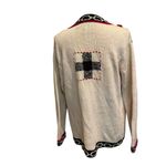 Storybook Knits Cardigan Sweater Cream Black Red Rooster Size Small Tassels Photo 1