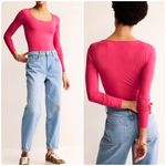 Boden Double Layer Scoop Long Sleeve Top Pink Size 6 Photo 1