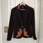 Vintage Y2K corduroy chocolate brown embroidered blazer Size M Photo 1