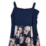 XScape  Navy Blue Brocade Floral High Low Formal Long Sleeve Midi Gown Size 18W Photo 11