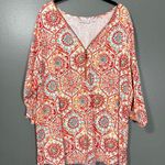 Belle Kim Gravel Orange Floral TripleLuxe Knit Top Photo 0