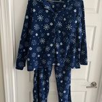 PINK - Victoria's Secret PINK Fleece Pajamas Blue White Snowflake Print Size 3X Photo 0