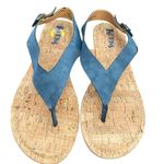 NWOT Korks Skylar Womens Pleather Adjustable Thong Sandals, Blue Dark Denim SZ 9 Photo 1