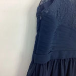 Azazie  Pleated Lace Chiffon Dress Blue Photo 6