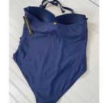 Catherine Malandrino NWT Navy Blue Twisted Ruched Bandeau One Piece Swimsuit 1X Photo 2