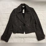CAbi NWT  | Black Tan Wool Blend Tweed Biker Jacket Blazer Cropped Moto Jacket Photo 0