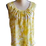 Talbots beautiful yellow floral blouse, pleated collar, sleeveless, excellent condition, size xs Photo 1