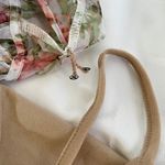 INC New  Floral Mesh Ruffle Tie Neck Peasant Top Camisole Lining White Pink Photo 14