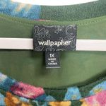 Wallpapher Women’s Olive Green Floral Bow Back Long Sleeve Top Size 1X Hawaiian Photo 5