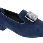 Ros Hommerson Treasure Navy Blue Suede Pumps Loafers with Silver Accent 7 Photo 0