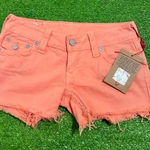 True Religion low rise shorts SZ 27 Kiera Freyed Papaya Daisy Dukes MADE IN USA Photo 0