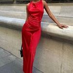 ZARA  dress Maxi  Red satin Lingerie Fitted wedding Party Photo 3