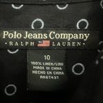 Polo Jeans Company Ralph Lauren Sleeveless Linen Drop Waist Polka Dot Dress 10 Blue Photo 2